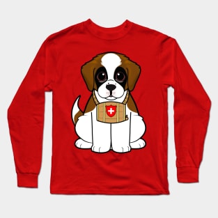 Cute St. Bernard Puppy with Barrel Long Sleeve T-Shirt